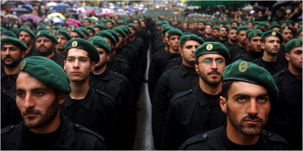 Hezbollah soldiers paraded in southern Lebanon in 2002